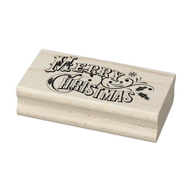Vintage Merry Christmas Rubber Art Stamp (Stamp)