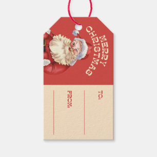 Vintage Merry Christmas Santa Gift Tags