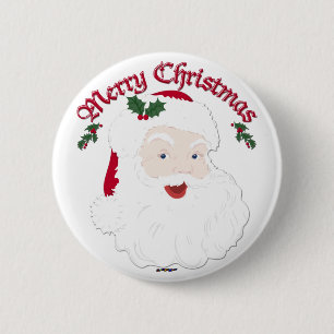 Vintage Merry Christmas Santa - script 6 Cm Round Badge