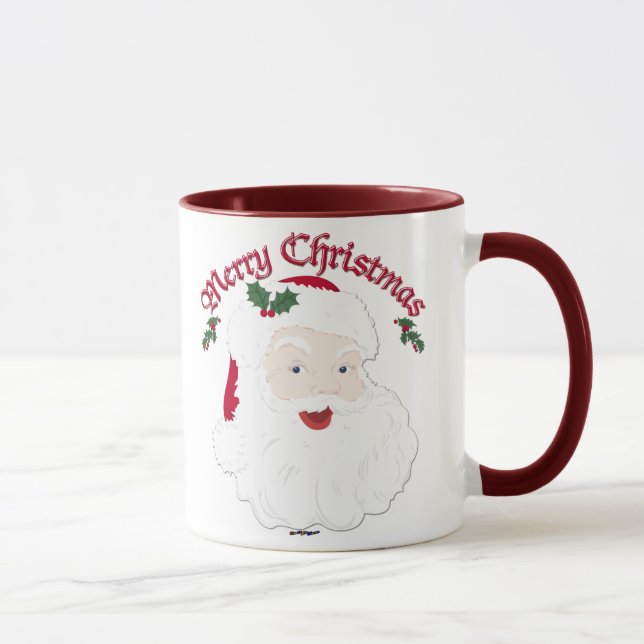 Vintage Merry Christmas Santa - script Mug (Right)