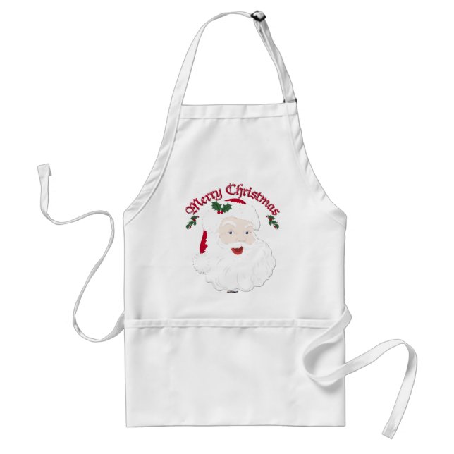 Vintage Merry Christmas Santa - script Standard Apron (Front)