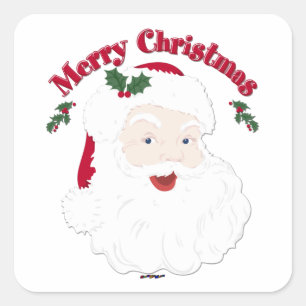 Vintage Merry Christmas Santa Square Sticker