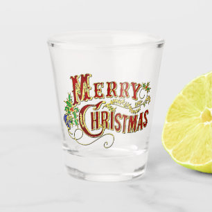 Vintage Merry Christmas Shot Glass