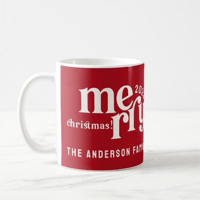 Vintage Merry Christmas Single Photo Coffee Mug (Left)