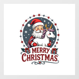 Vintage Merry Christmas Unicorn Santa Funny Christ