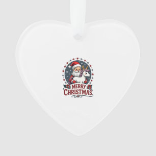 Vintage Merry Christmas Unicorn Santa Funny Christ Ornament