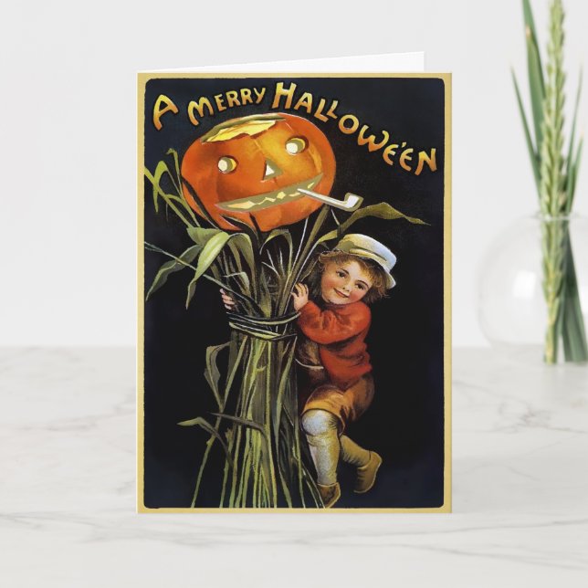 Vintage Merry Halloween Card (Front)