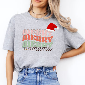 Vintage Merry Mama Modern Xmas Retro Women Mother  T-Shirt