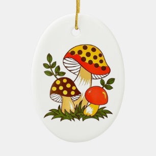 Vintage Merry Mushroom Ceramic Tree Decoration