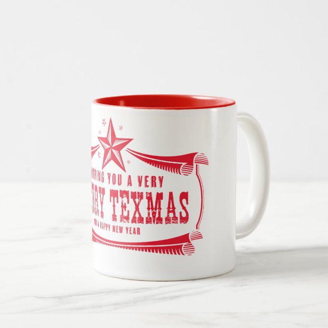 Vintage Merry Texas Christmas Mug (Front Right)