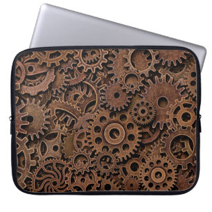 Vintage metal brass gears laptop sleeve
