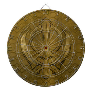 Vintage metal gold Khanda symbol Dartboard