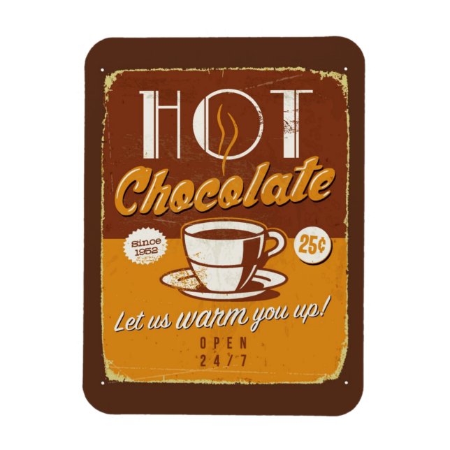 Vintage metal sign - Hot Chocolate Magnet (Vertical)