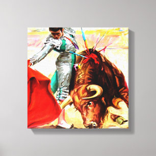 Vintage Mexican Bull Fight Poster Wrapped Canvas