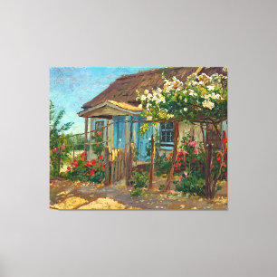 Vintage Mexican Cottage Rose Vine Canvas Print