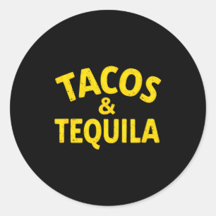 Vintage mexican fiesta tacos &amp; drinking  classic round sticker