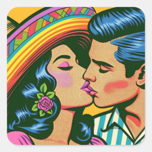 Vintage Mexican Folklórico Fiesta Square Sticker