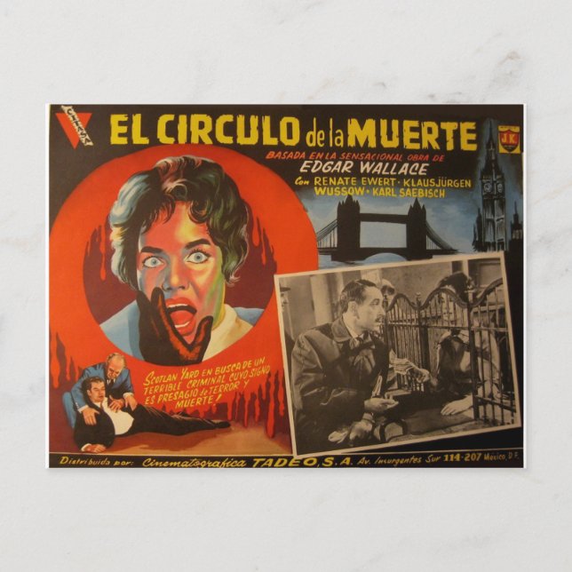 Vintage Mexican Lobby Card:  Edgar Wallace Krimi Postcard (Front)