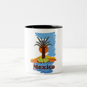 Vintage mexican Palm cartoon Two-Tone Coffee Mug