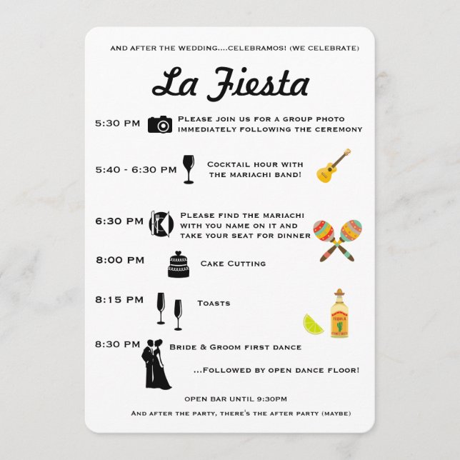 Vintage Mexican Wedding or Fiesta Program Timeline Programme (Front)