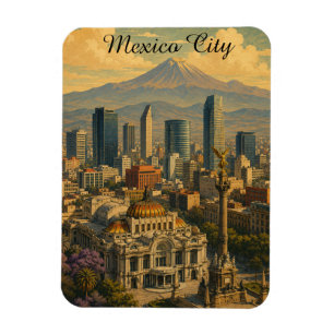 Vintage Mexico City CDMX Retro Travel Magnet