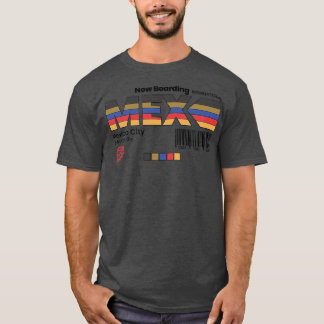 Vintage Mexico City MEX Airport Label Retro Travel T-Shirt