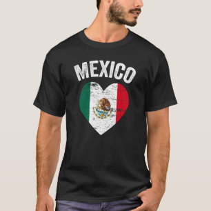 Vintage Mexico City Mexican Flag Heart for Mexic T-Shirt