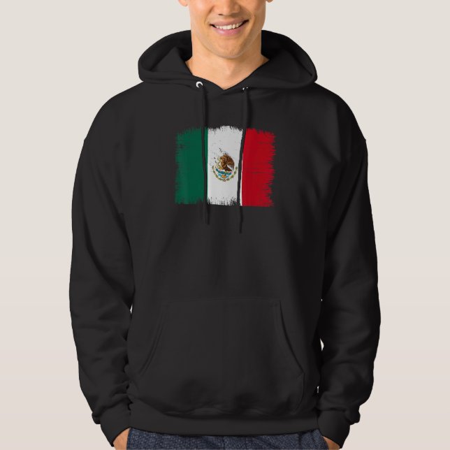 Vintage Mexico Flag Mexican Independence Day Hoodie (Front)