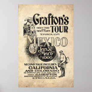 Vintage Mexico Tour Ad from 1899 Poster