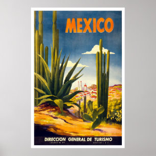 Vintage Mexico Travel Advertisement Poster