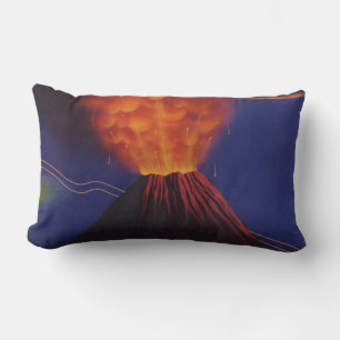 Vintage Mexico Travel Paricutin Volcano Lumbar Cushion