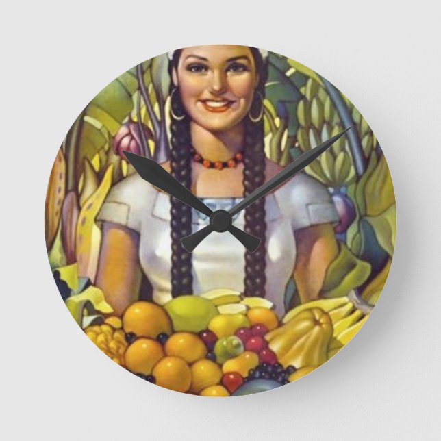 Vintage Mexico Travel Tourism Advertisement Round Clock (Front)