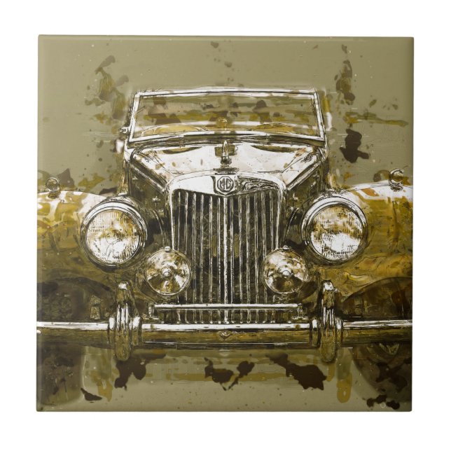 Vintage MG Sports Car Tile (Front)