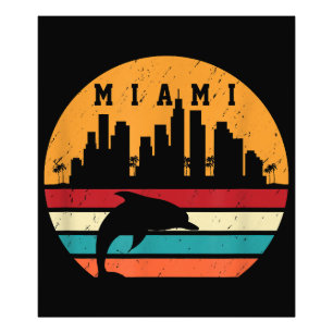 Vintage Miami 80s Dolphin Silhouette Souvenir Dolp Photo Print