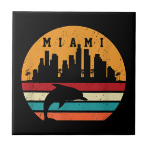 Vintage Miami 80s Dolphin Silhouette Souvenir Dolp Tile