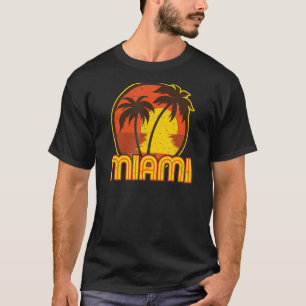 Vintage Miami Beach Fl Retro 70s Throwback Palm Tr T-Shirt