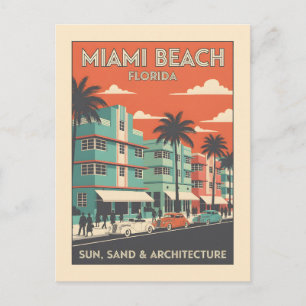 Vintage Miami Beach Florida Art Deco Travel Postcard