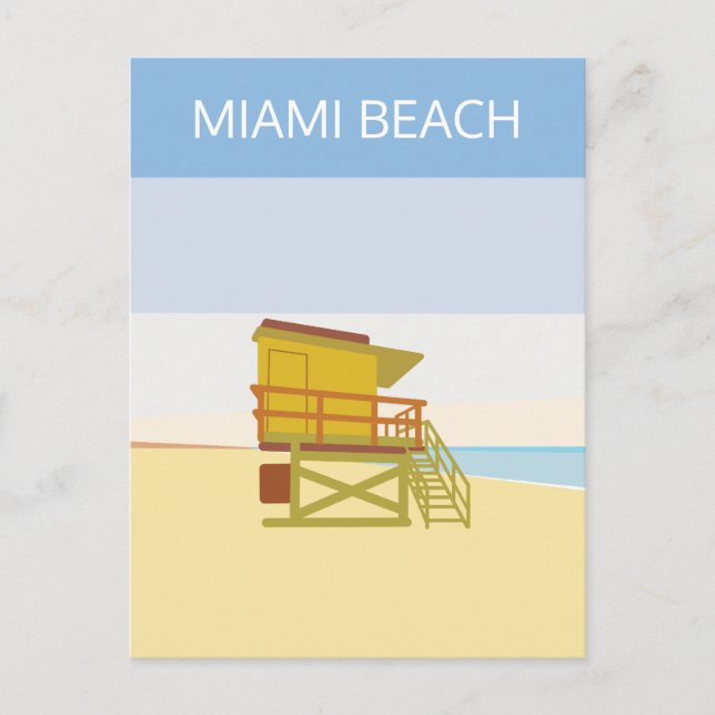 Vintage Miami beach Florida Illustration Postcard (Front)