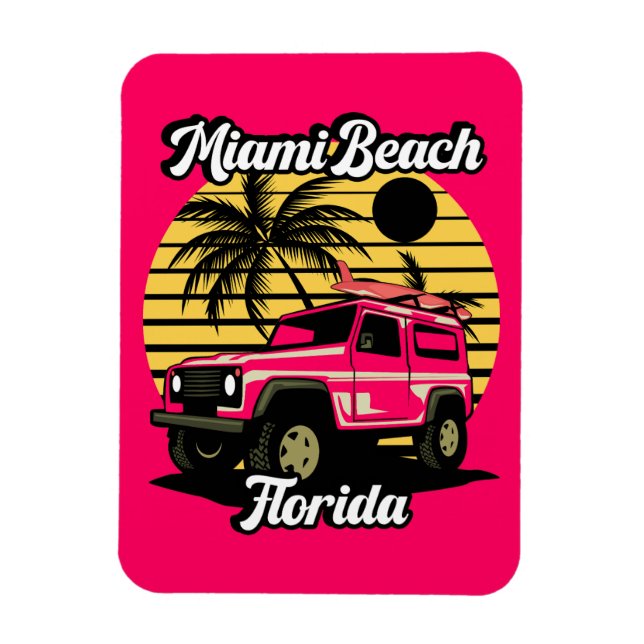 Vintage Miami Beach Florida Magnet (Vertical)