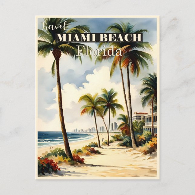 Vintage Miami Beach Florida Travel Postcard (Front)