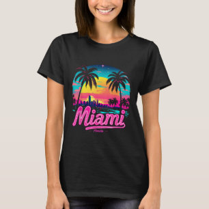 Vintage Miami Beach – Retro 305 Florida Sunset Gra T-Shirt
