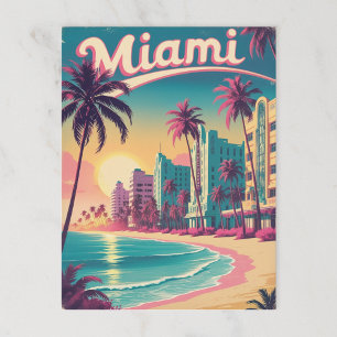 Vintage Miami Beach Sunset Postcard