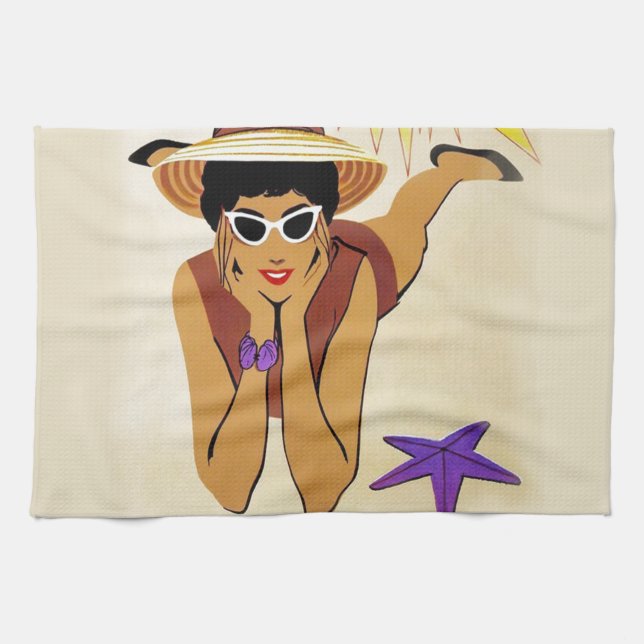 Vintage Miami Beach Tea Towel (Horizontal)