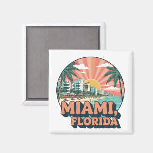 Vintage Miami Florida 80s Art Travel Logo Magnet