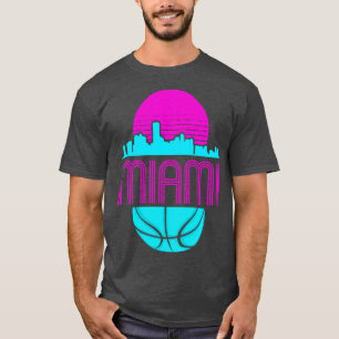 Vintage Miami Florida Cityscape Retro Basketball 2 T-Shirt
