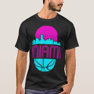 Vintage Miami Florida Cityscape Retro Basketball T-Shirt
