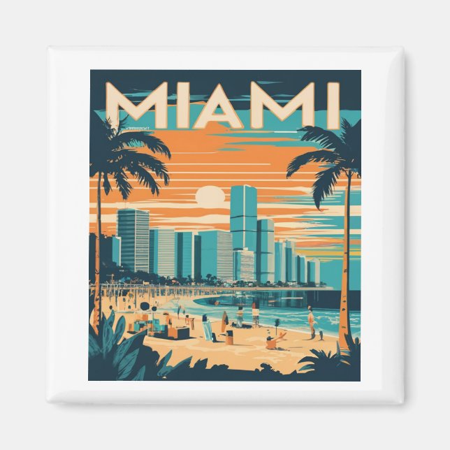 Vintage Miami Florida Magnet (Front)