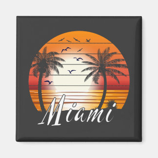 Vintage Miami Florida Palm Trees Summer Beach Magnet