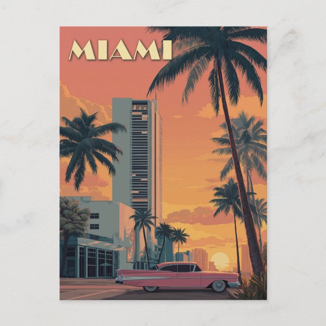 Vintage Miami Florida Travel Postcard (Front)