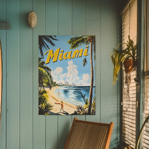 Vintage Miami Florida Travel Wall Poster